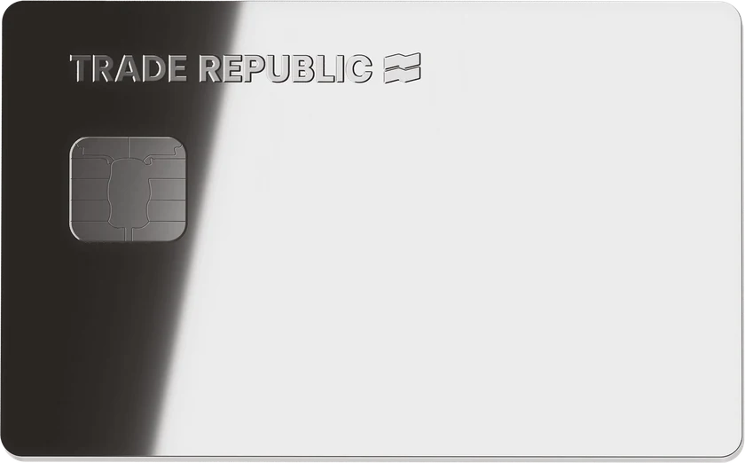 La carta Visa di Trade Republic: superficie a specchio argentata con il logo Trade Republic in rilievo e il chip